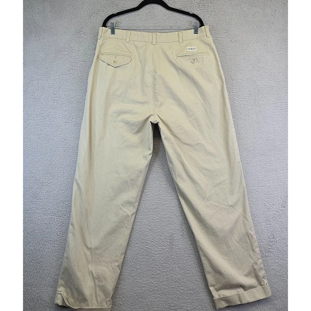 Polo Ralph Lauren‎ Hammond Pants Mens 38x32 Khaki Straight Pleated Preppy 35x30